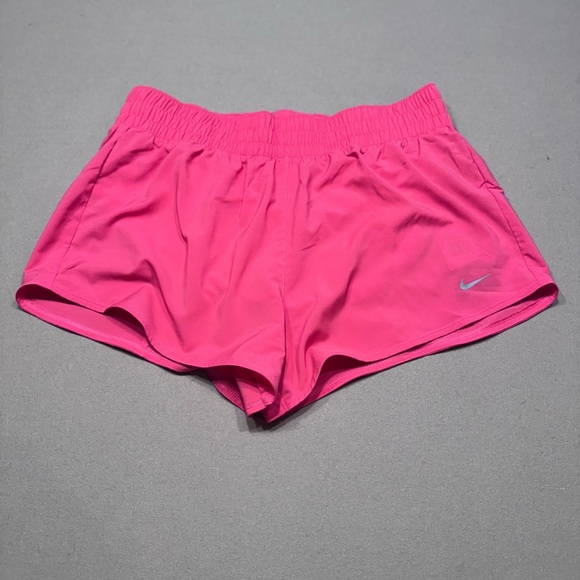 Nike Women’s One Dri-Fit Mid-Rise 3” Brief Lined Pink Shorts - Picture 1 of 5